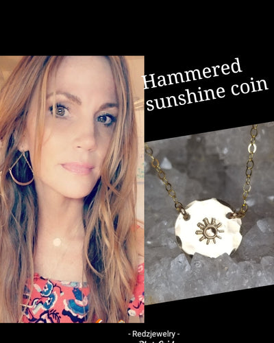Hammered sunshine Coin Necklace