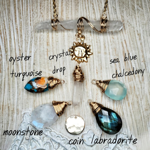 Crystal bar Sun necklace