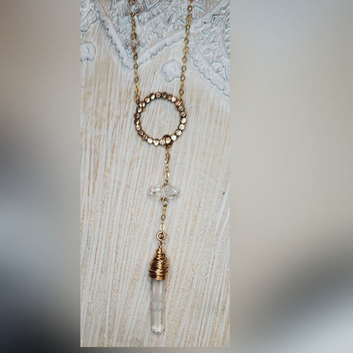 Dot circle crystal necklace