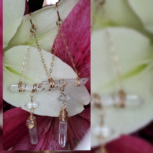 Crystal bar dangling earrings