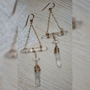 Crystal bar dangling earrings