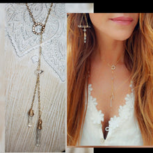 Double crystal lariat style necklace