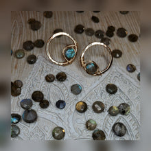 Stone wrapped circle post Earrings