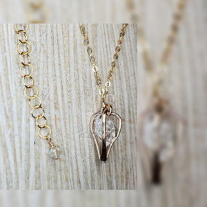 Caged Herkimer Diamond Drop necklace