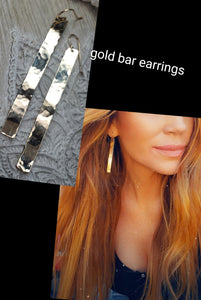 Long hammered bar earrings