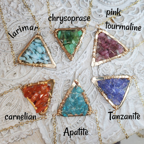 Gemstone Triangle Necklace