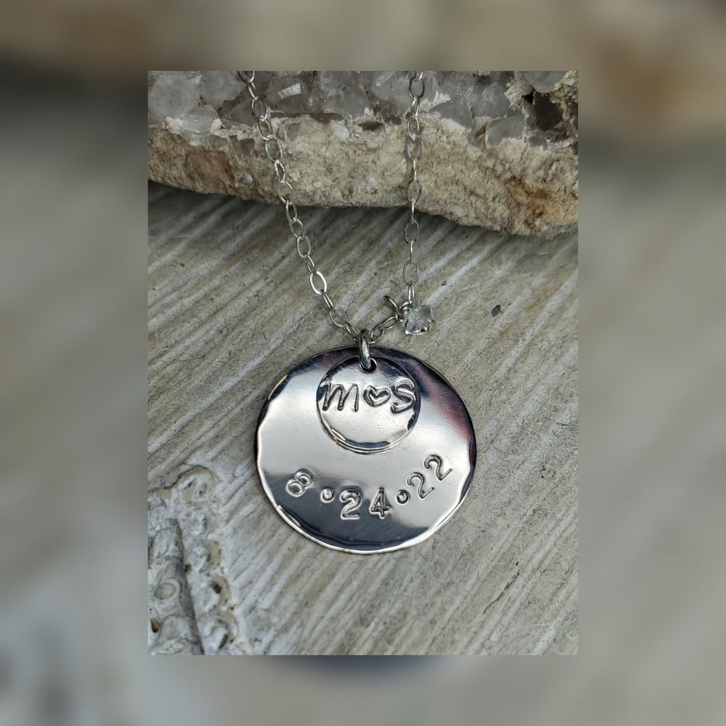 Stamped Double Coin Necklace