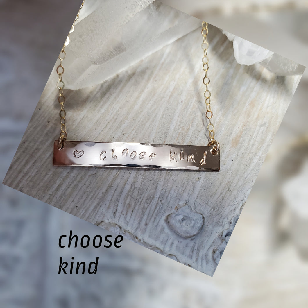 Choose kind bar necklace