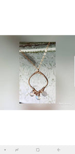 Moonstone lotus leaf necklace