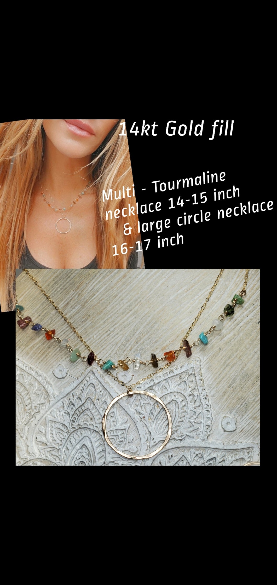 Raw Rainbow Tourmaline  necklace